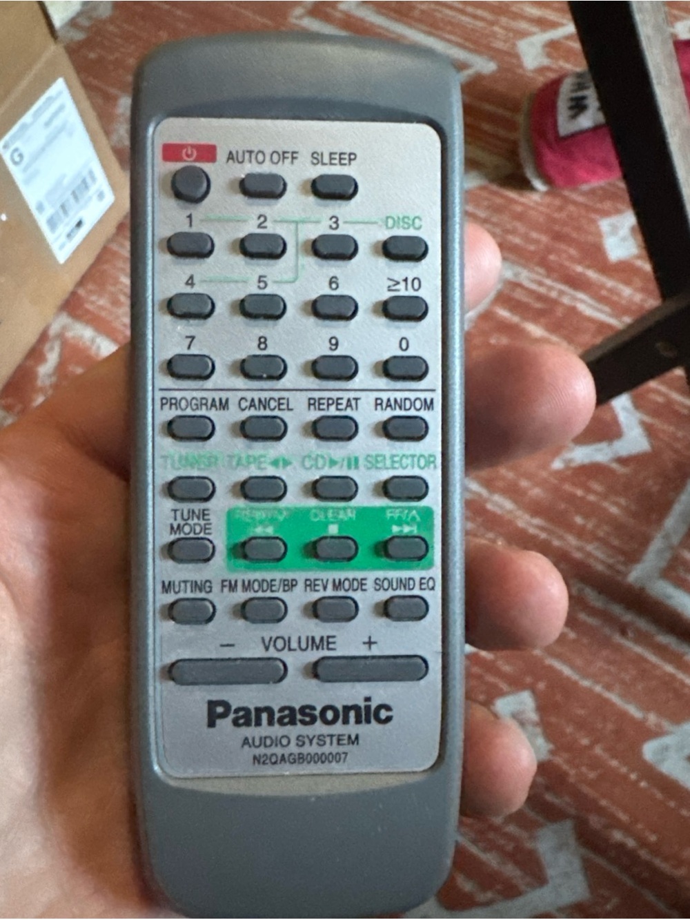 Panasonic N2QAGB000007 Audio System Remote Control SA-PM11 SC-PM12 OEM Gray Used
